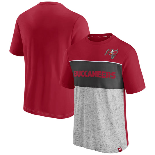 Men's Fanatics Red/Heathered Gray Tampa Bay Buccaneers Colorblock T-Shirt