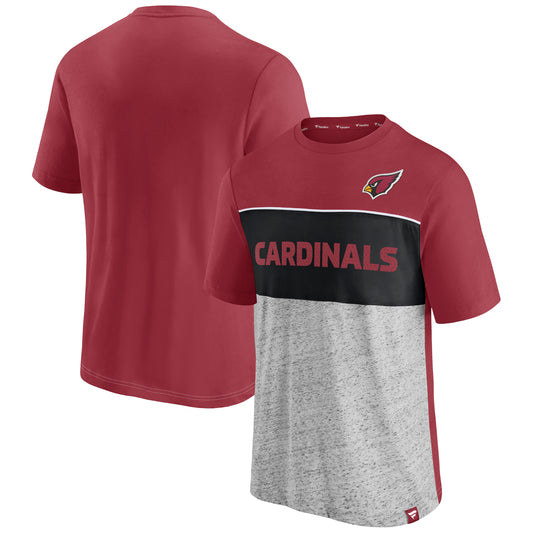 Men's Fanatics Cardinal/Heathered Gray Arizona Cardinals Colorblock T-Shirt