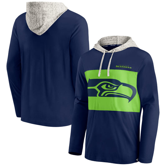 Men's Fanatics College Navy Seattle Seahawks Long Sleeve Hoodie T-Shirt