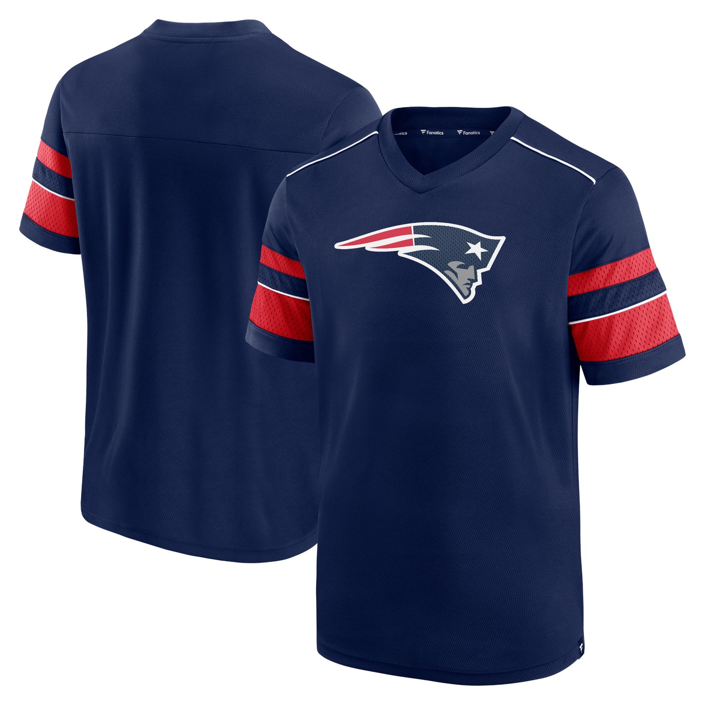 Men's Fanatics Navy New England Patriots Textured Hashmark V-Neck T-Shirt