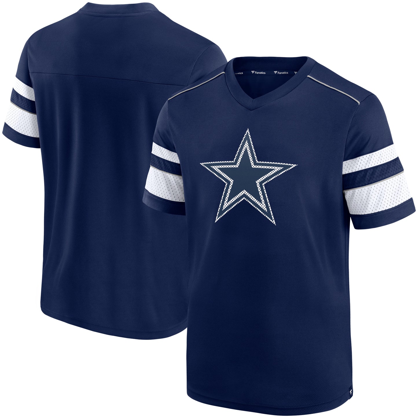 Men's Fanatics Navy Dallas Cowboys Textured Hashmark V-Neck T-Shirt