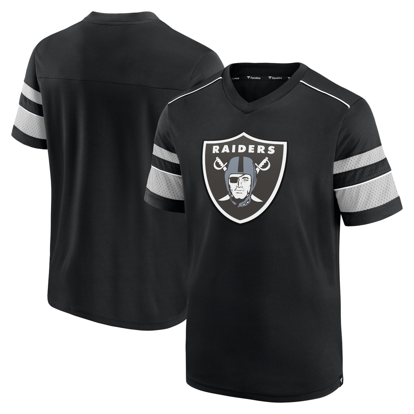 Men's Fanatics Black Las Vegas Raiders Textured Hashmark V-Neck T-Shirt