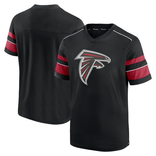 Men's Fanatics Black Atlanta Falcons Textured Hashmark V-Neck T-Shirt