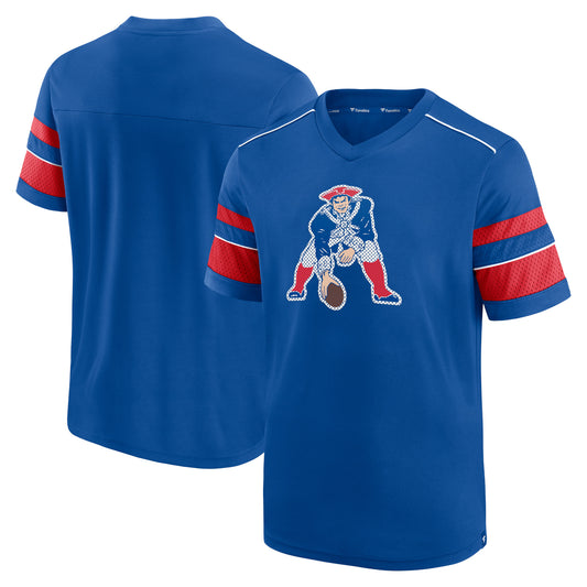 Men's Fanatics Royal New England Patriots Textured Throwback Hashmark V-Neck T-Shirt