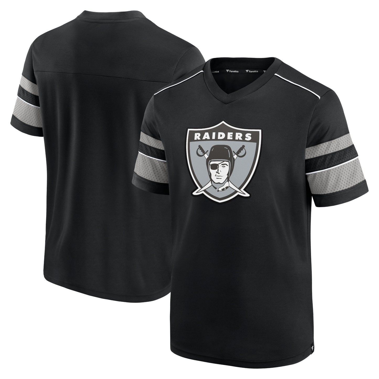 Men's Fanatics Black Las Vegas Raiders Textured Throwback Hashmark V-Neck T-Shirt