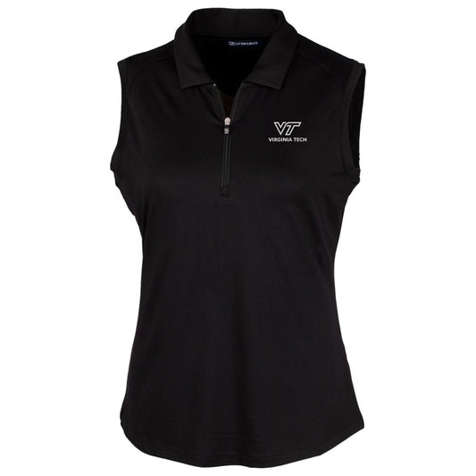 Women's Cutter & Buck Black Virginia Tech Hokies Forge Sleeveless Polo