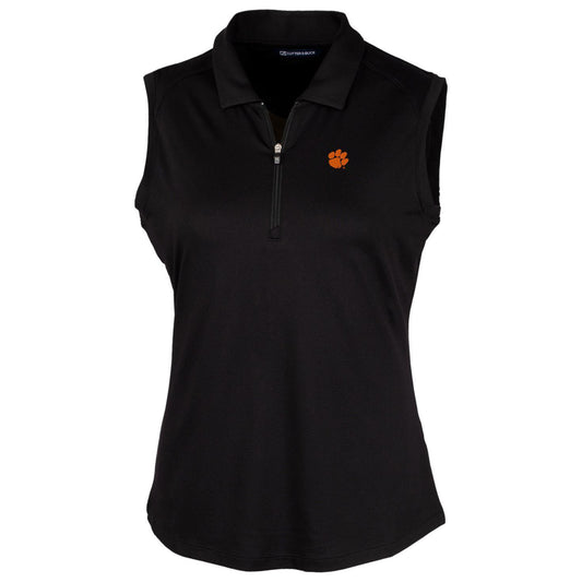 Women's Cutter & Buck Black Clemson Tigers Forge Sleeveless Polo