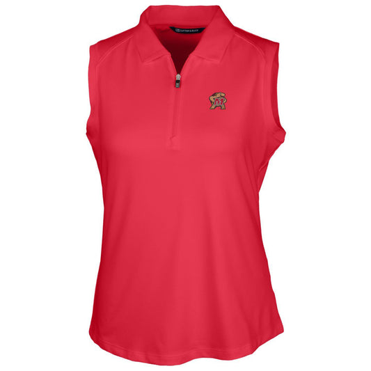 Women's Cutter & Buck Red Maryland Terrapins Forge Sleeveless Polo