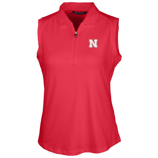 Women's Cutter & Buck Scarlet Nebraska Huskers Forge Sleeveless Polo