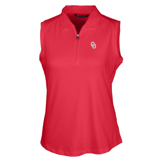 Women's Cutter & Buck Crimson Oklahoma Sooners Forge Sleeveless Polo