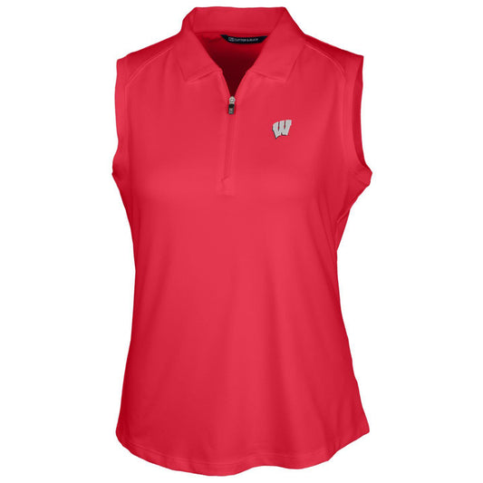 Women's Cutter & Buck Red Wisconsin Badgers Forge Sleeveless Polo