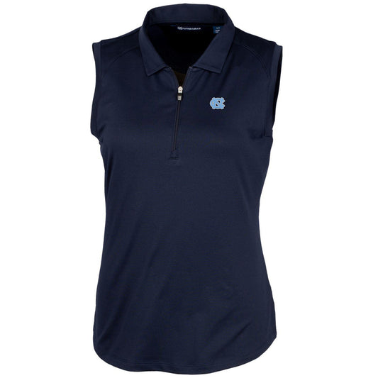 Women's Cutter & Buck Navy North Carolina Tar Heels Forge Sleeveless Polo