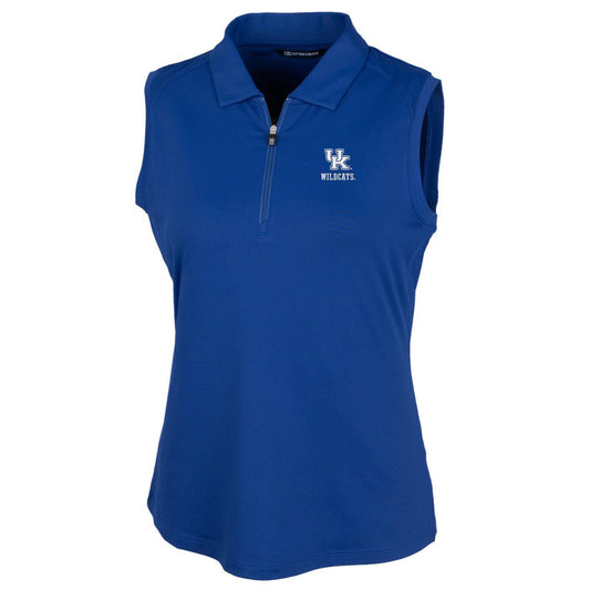 Women's Cutter & Buck Royal Kentucky Wildcats Forge Logo Sleeveless Polo