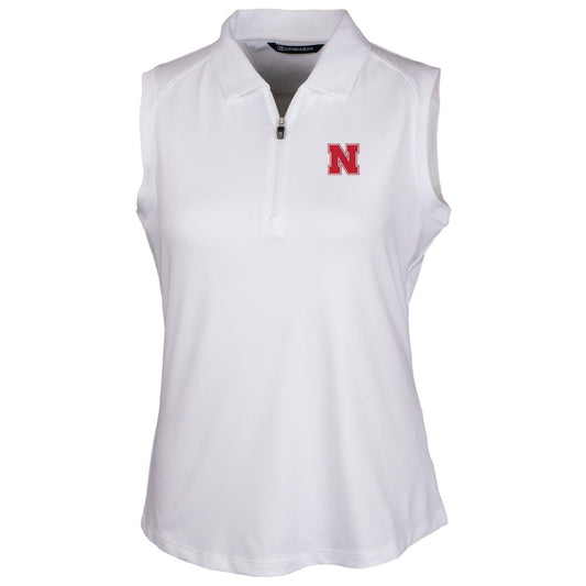 Women's Cutter & Buck White Nebraska Huskers Forge Sleeveless Polo