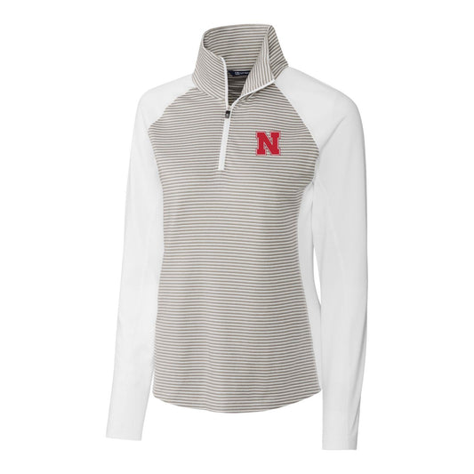 Women's Cutter & Buck White Nebraska Huskers Forge Tonal Half-Zip Pullover Jacket