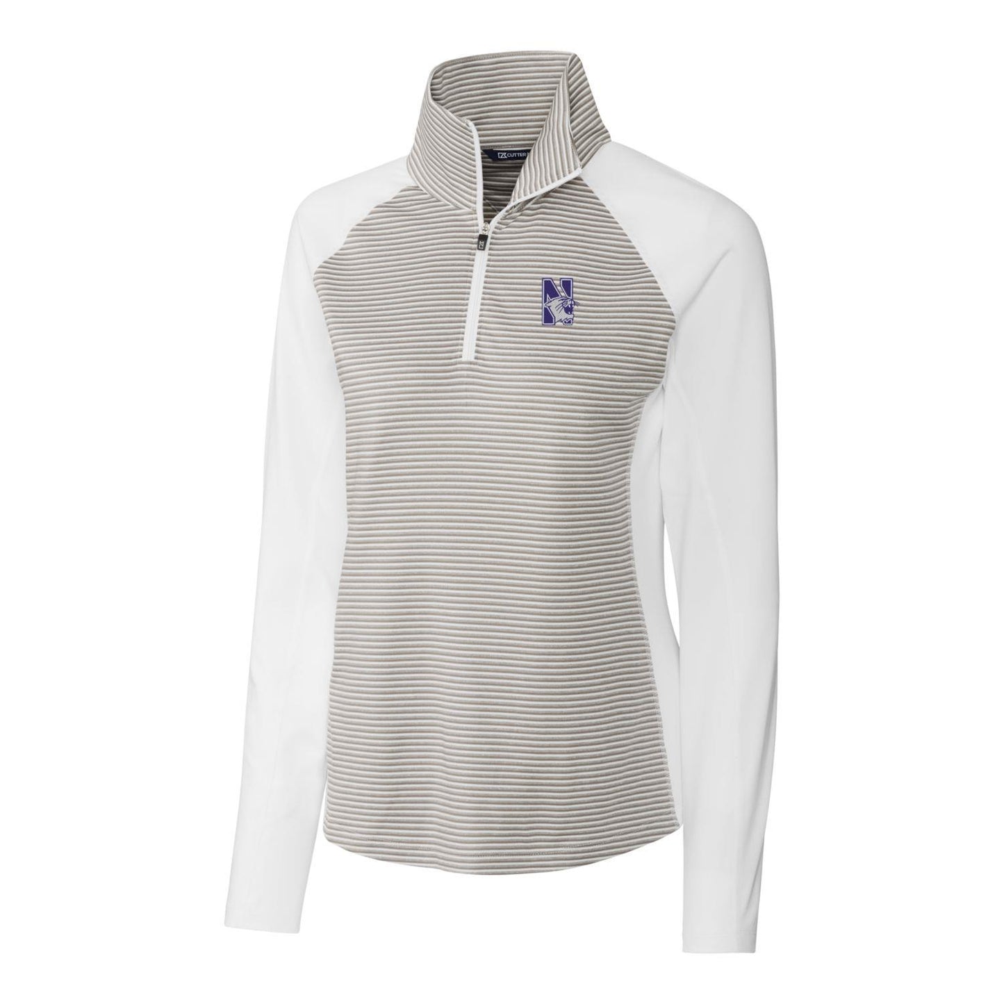 Women's Cutter & Buck White Northwestern Wildcats Forge Tonal Half-Zip Pullover Jacket