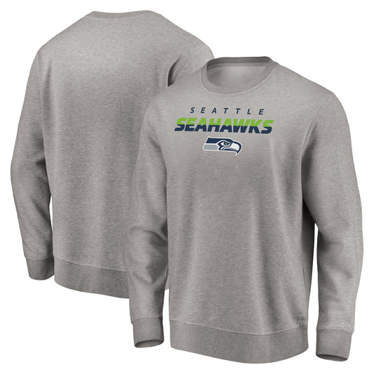 Men's Fanatics Heathered Gray Seattle Seahawks Block Party Pullover Sweatshirt