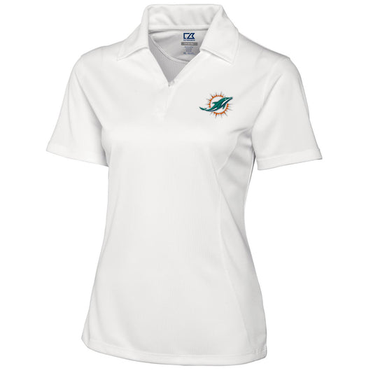 Women's Cutter & Buck White Miami Dolphins DryTec Genre Polo