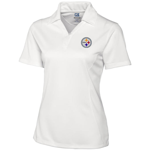 Women's Cutter & Buck White Pittsburgh Steelers DryTec Genre Polo