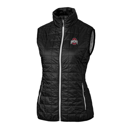 Women's Cutter & Buck Black Ohio State Buckeyes Rainer Full-Zip Vest