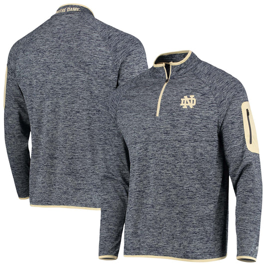 Men's Colosseum Heather Navy Notre Dame Fighting Irish Amnesia Lightweight Quarter-Zip Pullover