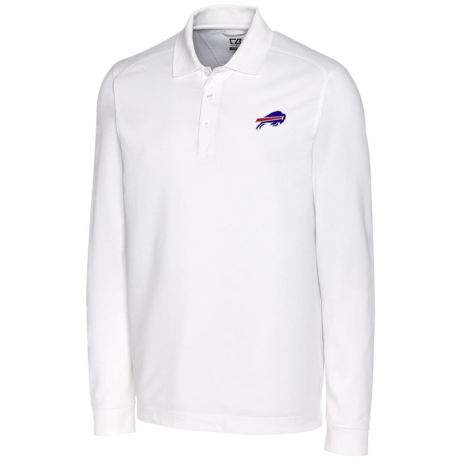 Men's Cutter & Buck White Buffalo Bills Big & Tall Advantage Long Sleeve Polo