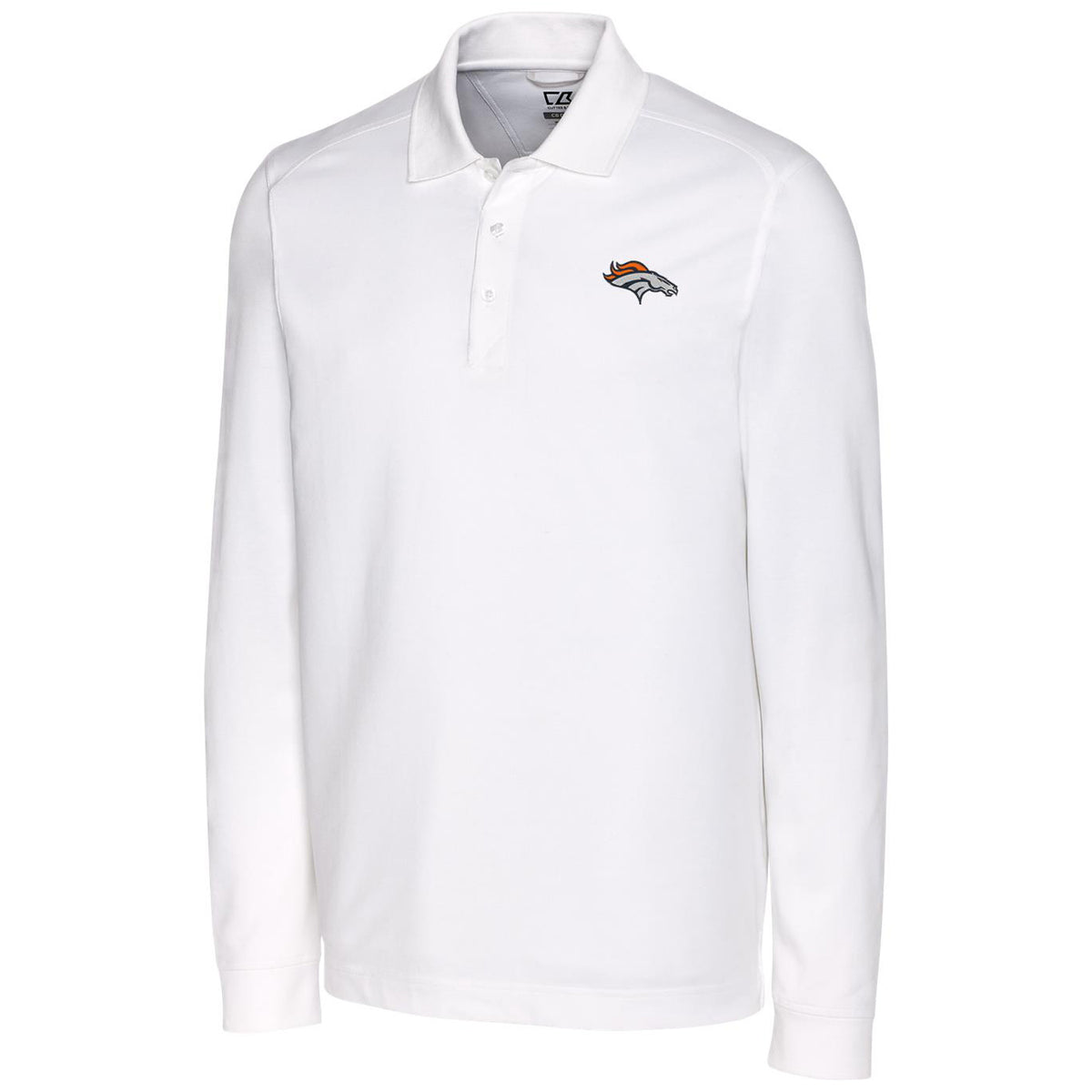 Men's Cutter & Buck White Denver Broncos Big & Tall Advantage Long Sleeve Polo