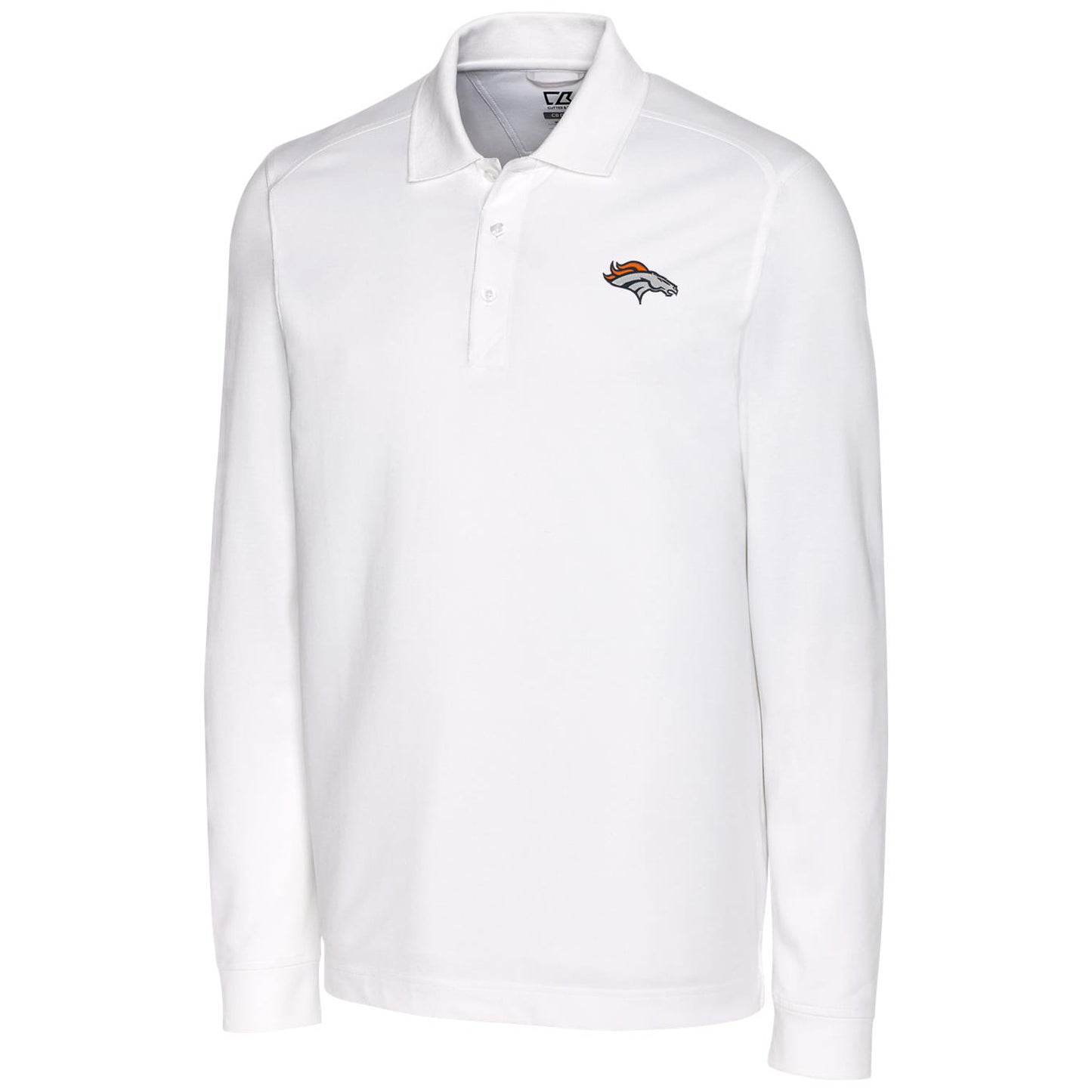 Men's Cutter & Buck White Denver Broncos Big & Tall Advantage Long Sleeve Polo