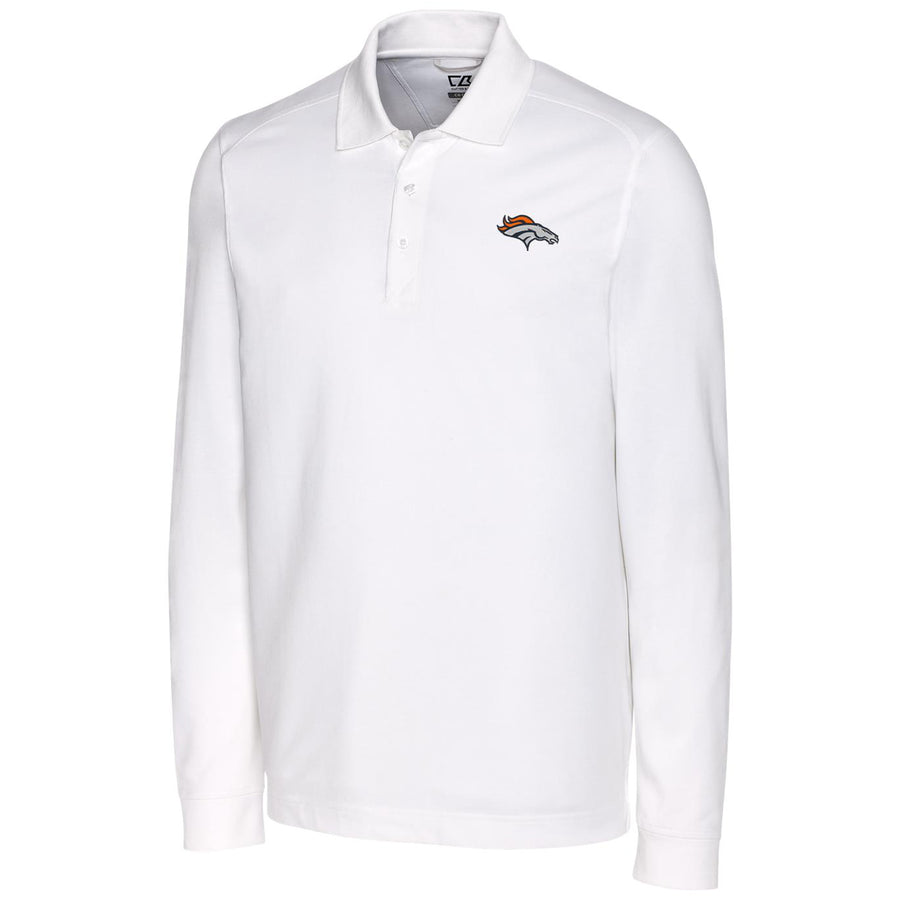 Men's Cutter & Buck White Denver Broncos Big & Tall Advantage Long Sleeve Polo