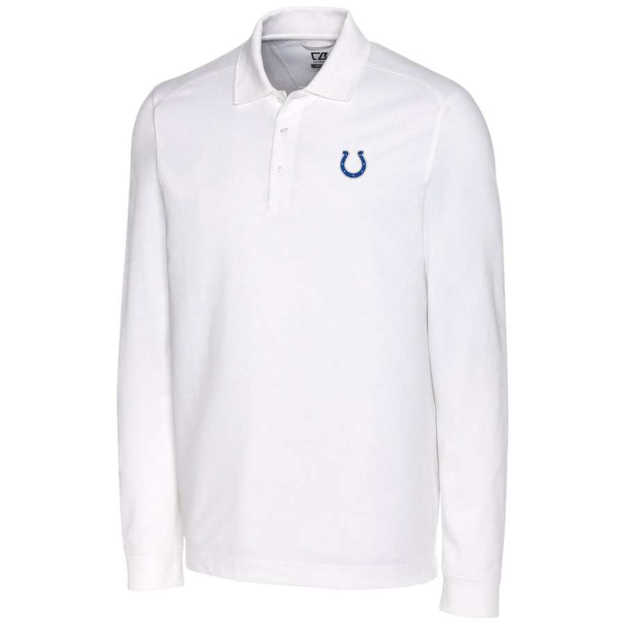 Men's Cutter & Buck White Indianapolis Colts Big & Tall Advantage Long Sleeve Polo