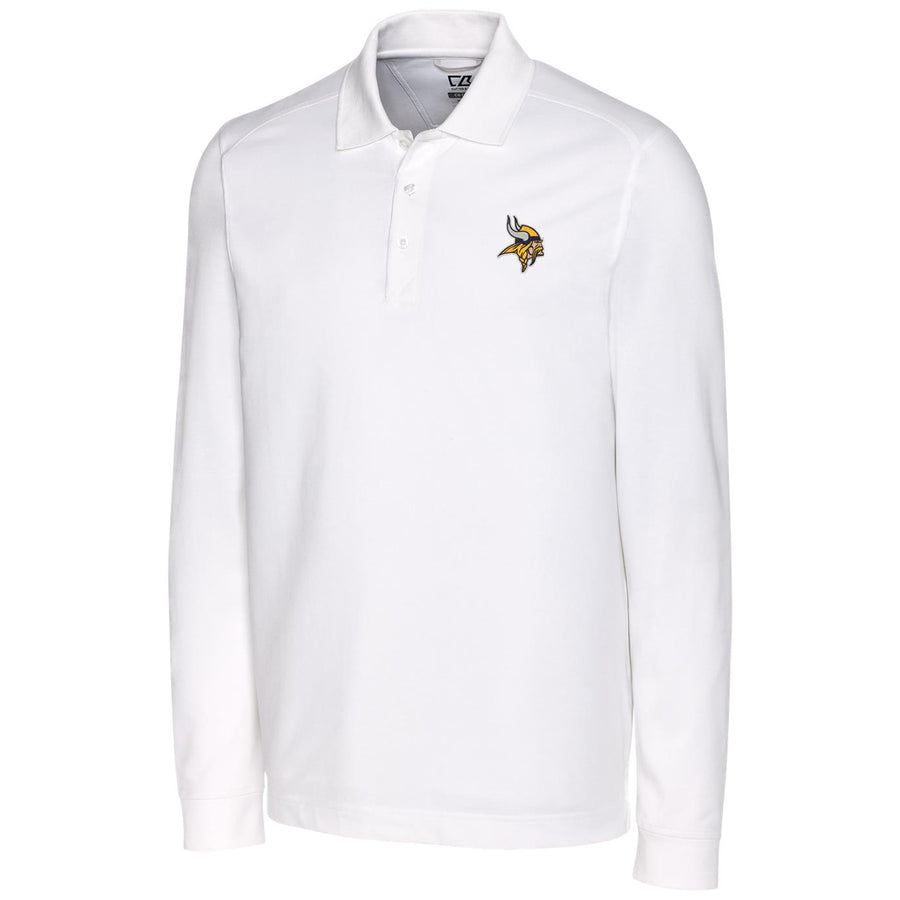 Men's Cutter & Buck White Minnesota Vikings Big & Tall Advantage Long Sleeve Polo