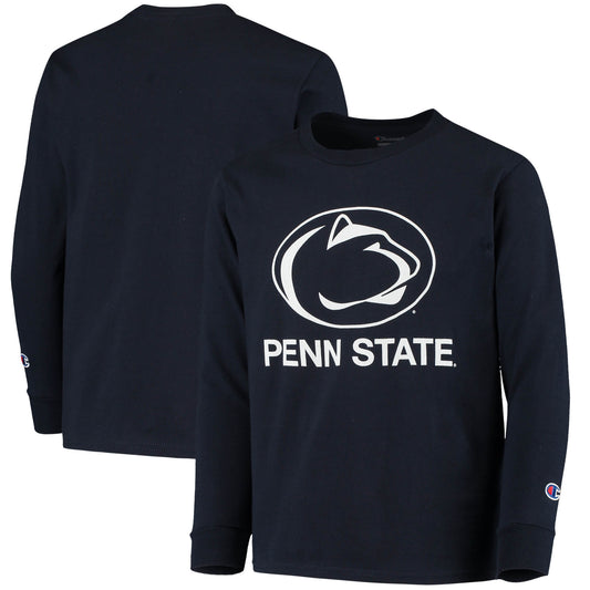 Youth Champion Navy Penn State Nittany Lions Lockup Long Sleeve T-Shirt