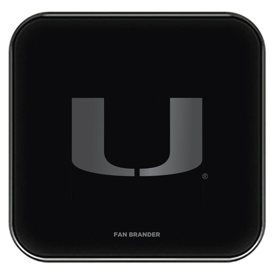 Black Miami Hurricanes Fast Charging Glass Wireless Charge Pad