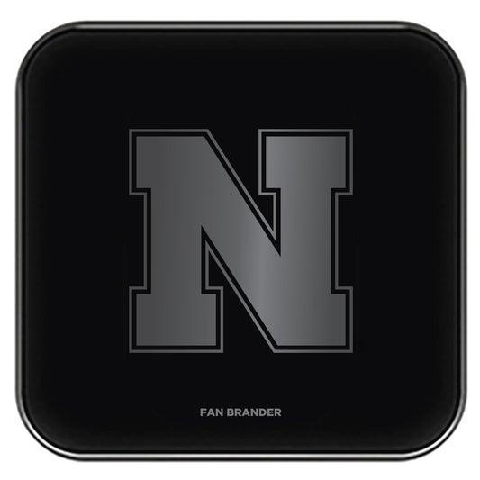 Black Nebraska Huskers Fast Charging Glass Wireless Charge Pad