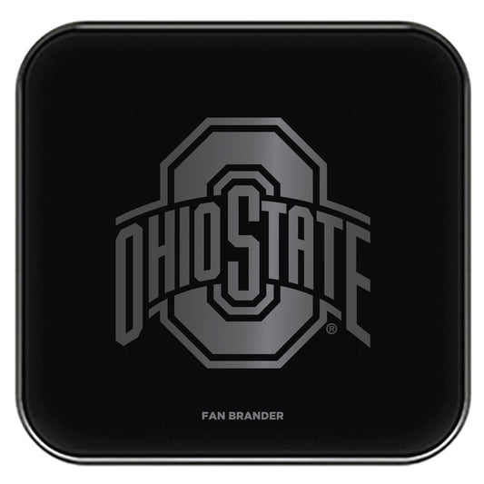 Black Ohio State Buckeyes Fast Charging Glass Wireless Charge Pad