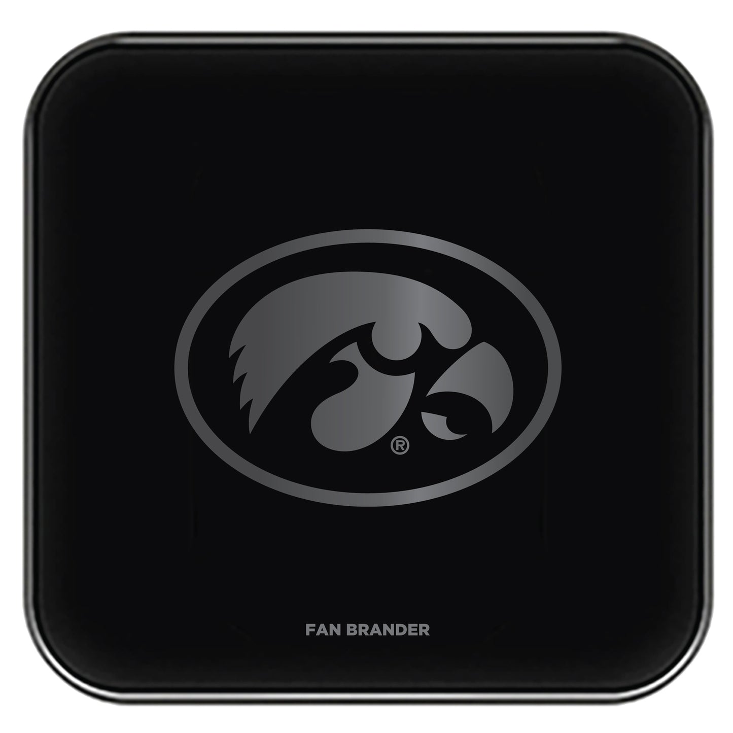 Black Iowa Hawkeyes Fast Charging Glass Wireless Charge Pad