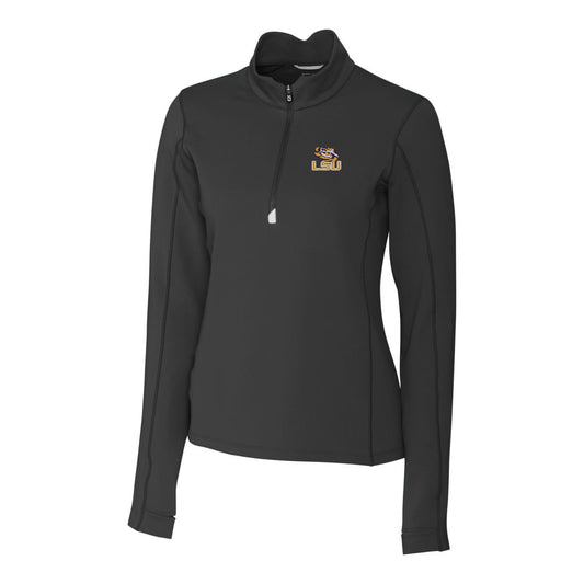 Women's Cutter & Buck Black LSU Tigers Traverse Half-Zip Pullover Jacket