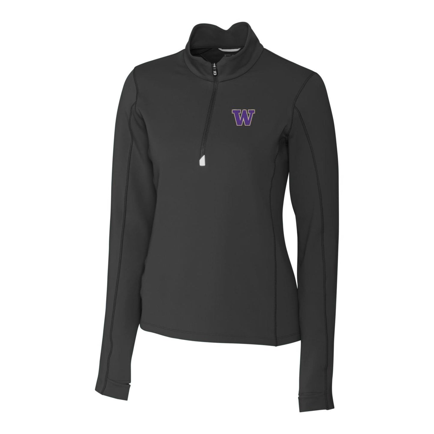 Women's Cutter & Buck Black Washington Huskies Traverse Half-Zip Pullover Jacket