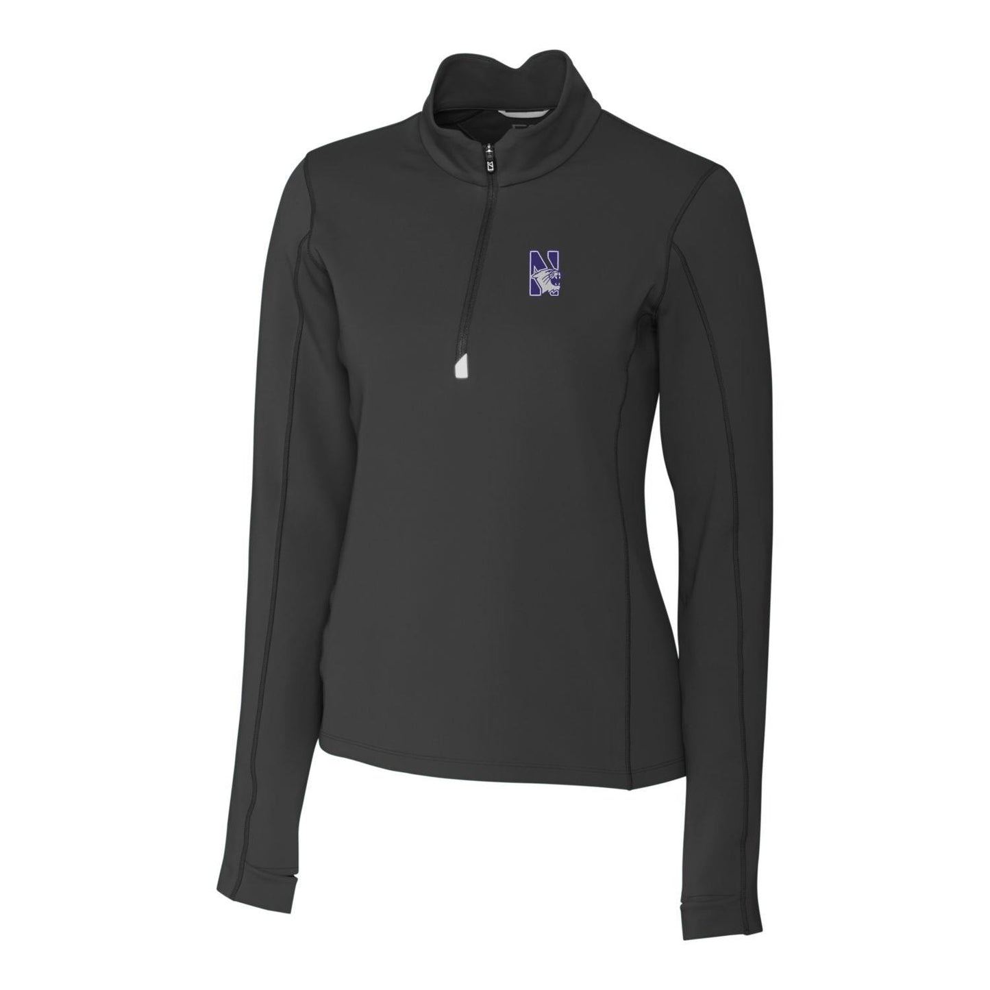 Women's Cutter & Buck Black Northwestern Wildcats Traverse Half-Zip Pullover Jacket