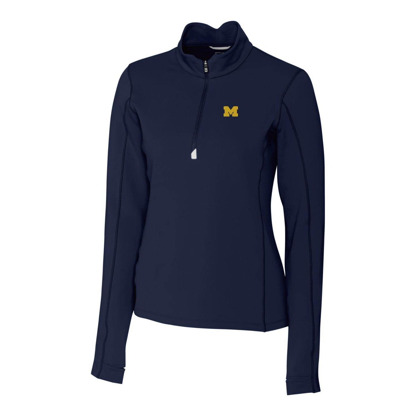 Women's Cutter & Buck Navy Michigan Wolverines Traverse Half-Zip Pullover Jacket