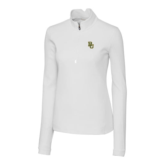 Women's Cutter & Buck White Baylor Bears Traverse Half-Zip Pullover Jacket