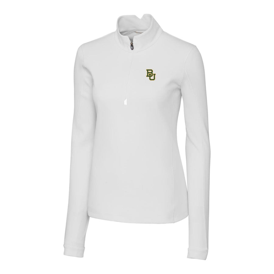 Women's Cutter & Buck White Baylor Bears Traverse Half-Zip Pullover Jacket