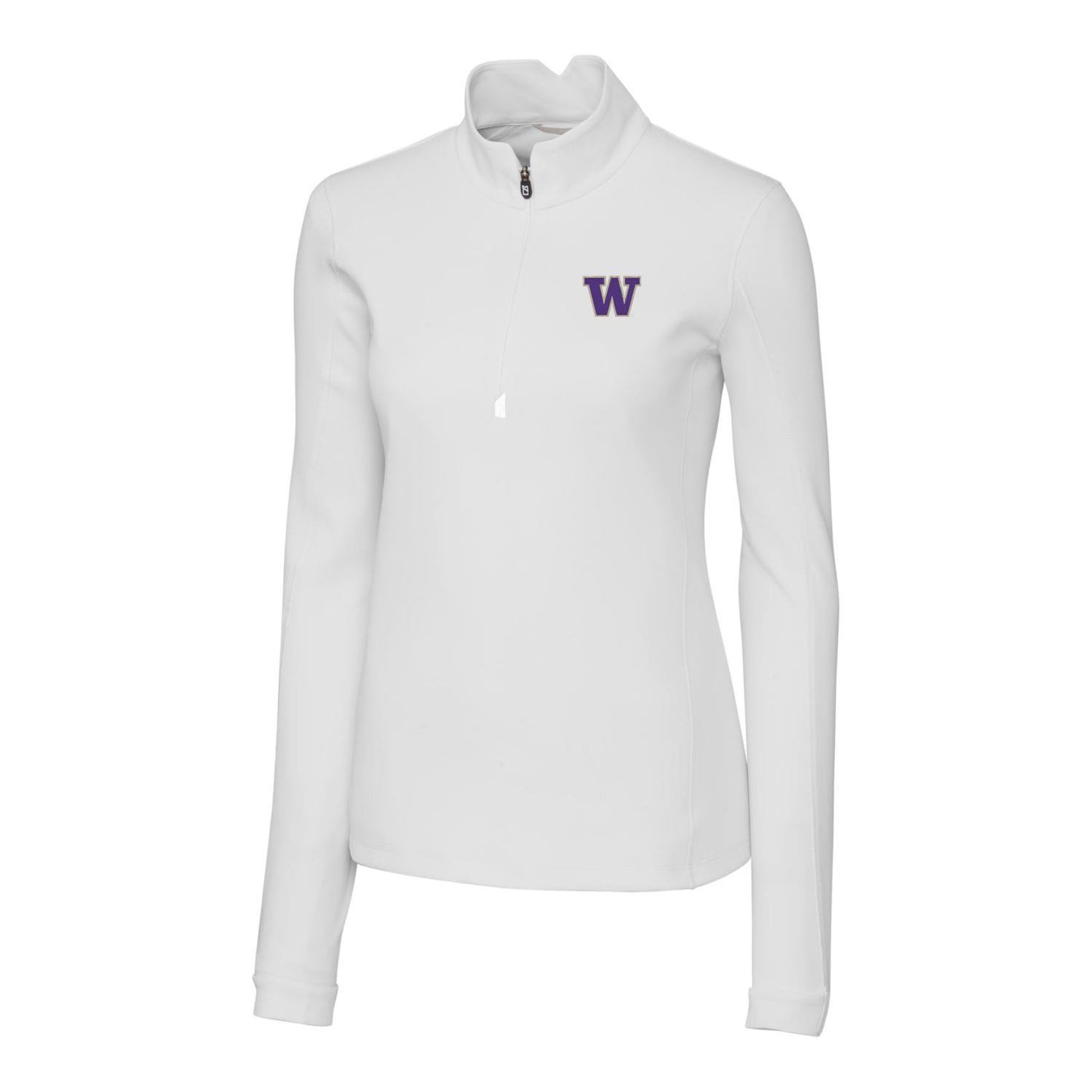 Women's Cutter & Buck White Washington Huskies Traverse Half-Zip Pullover Jacket