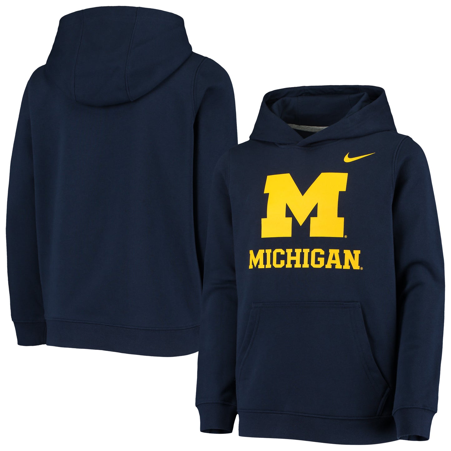 Youth Nike Navy Michigan Wolverines Stadium Club Fleece Pullover Hoodie