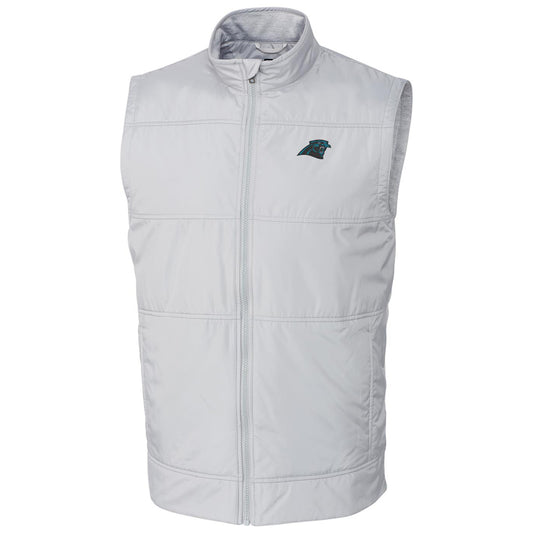 Men's Cutter & Buck Cream Carolina Panthers Stealth Full-Zip Vest