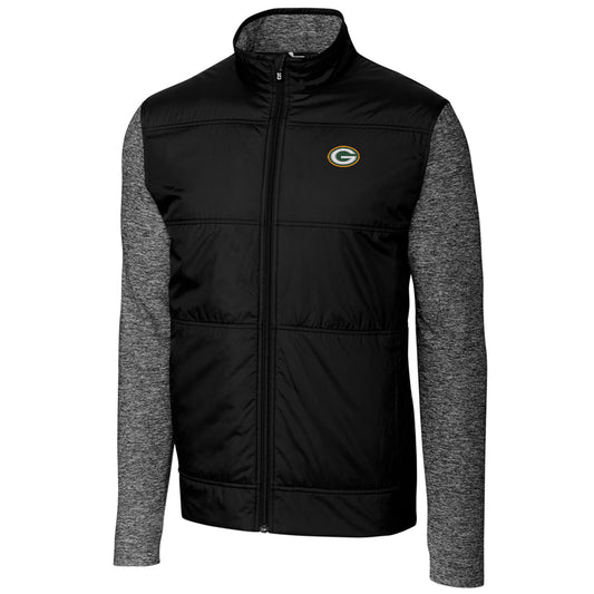 Men's Cutter & Buck Black Green Bay Packers Stealth Full-Zip Jacket