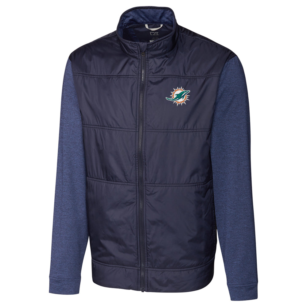 Men's Cutter & Buck Navy Miami Dolphins Stealth Full-Zip Jacket