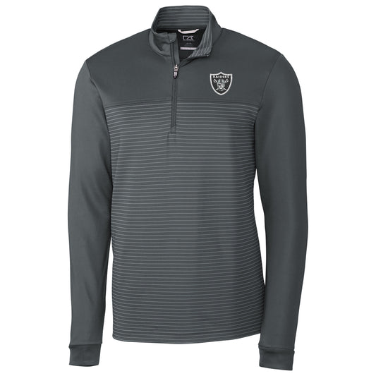 Men's Cutter & Buck Gray Las Vegas Raiders Traverse Stripe Quarter-Zip Pullover Jacket