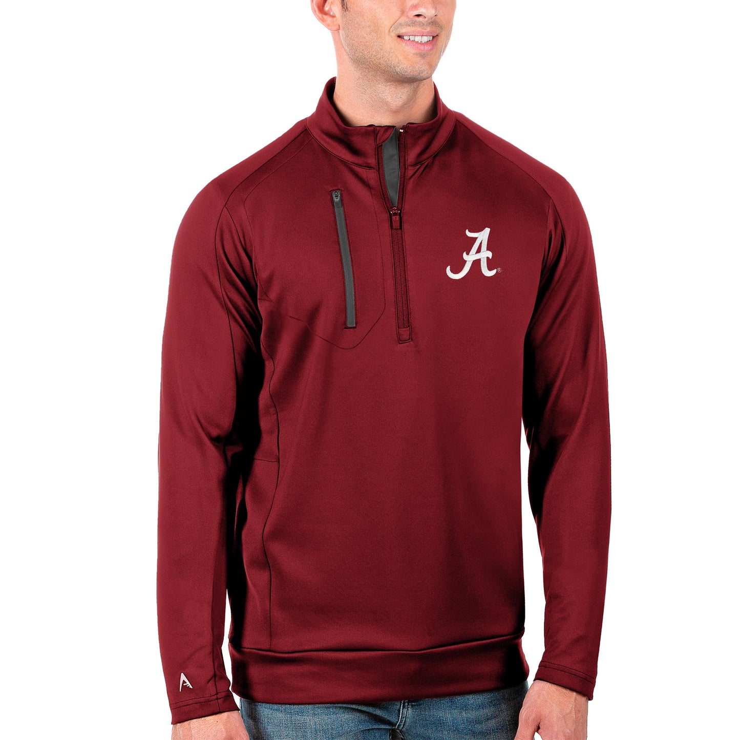 Men's Antigua Crimson/Charcoal Alabama Crimson Tide Generation Half-Zip Pullover Jacket