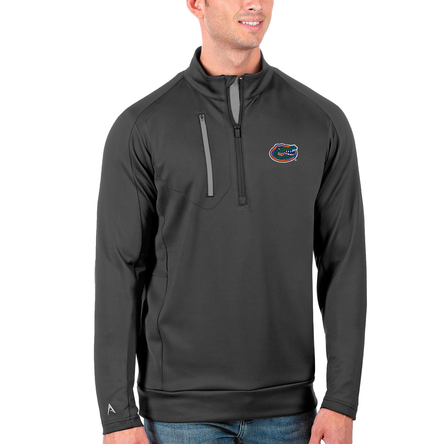 Men's Antigua Charcoal/Silver Florida Gators Generation Half-Zip Pullover Jacket